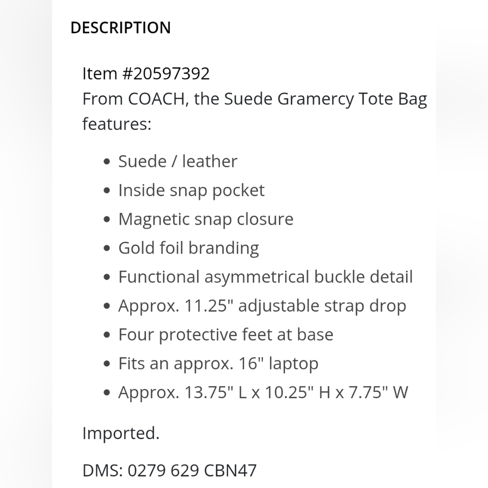 Coach Suede Gramercy Buckle Detail Oversized Slouchy Tote Bag - Picture 6 of 14